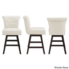 Aquetzallia Swivel Upholstered 25.8’’ Counter And Bar Stool With Solid Wood Frame