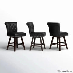 Aquetzallia Swivel Upholstered 25.8’’ Counter And Bar Stool With Solid Wood Frame