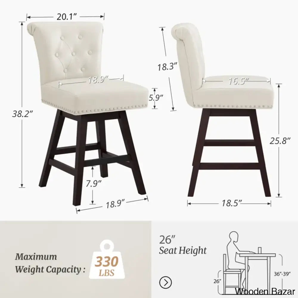 Aquetzallia Swivel Upholstered 25.8’’ Counter And Bar Stool With Solid Wood Frame