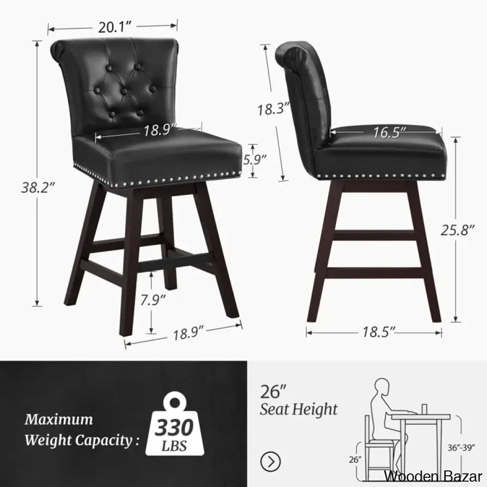 Aquetzallia Swivel Upholstered 25.8’’ Counter And Bar Stool With Solid Wood Frame