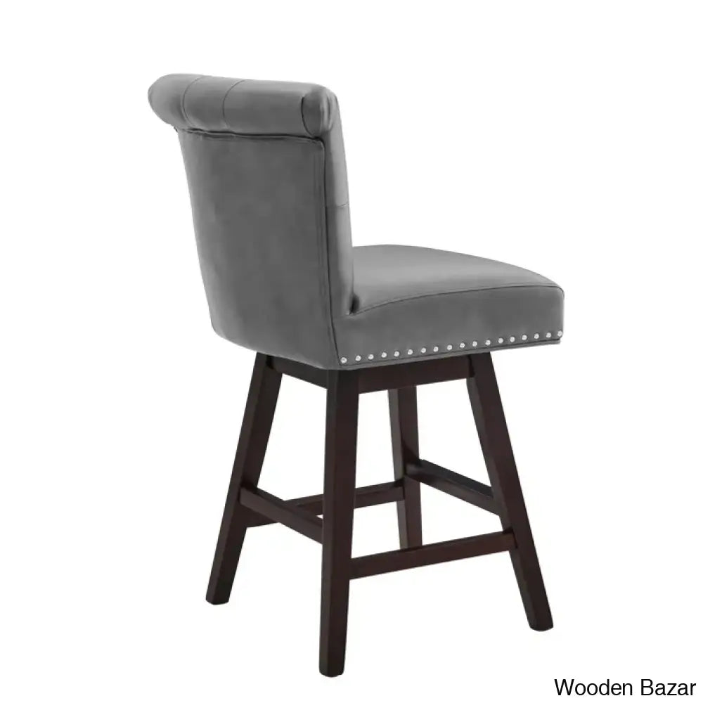 Aquetzallia Swivel Upholstered 25.8’’ Counter And Bar Stool With Solid Wood Frame