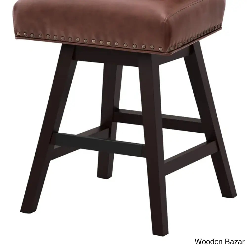 Aquetzallia Swivel Upholstered 25.8’’ Counter And Bar Stool With Solid Wood Frame