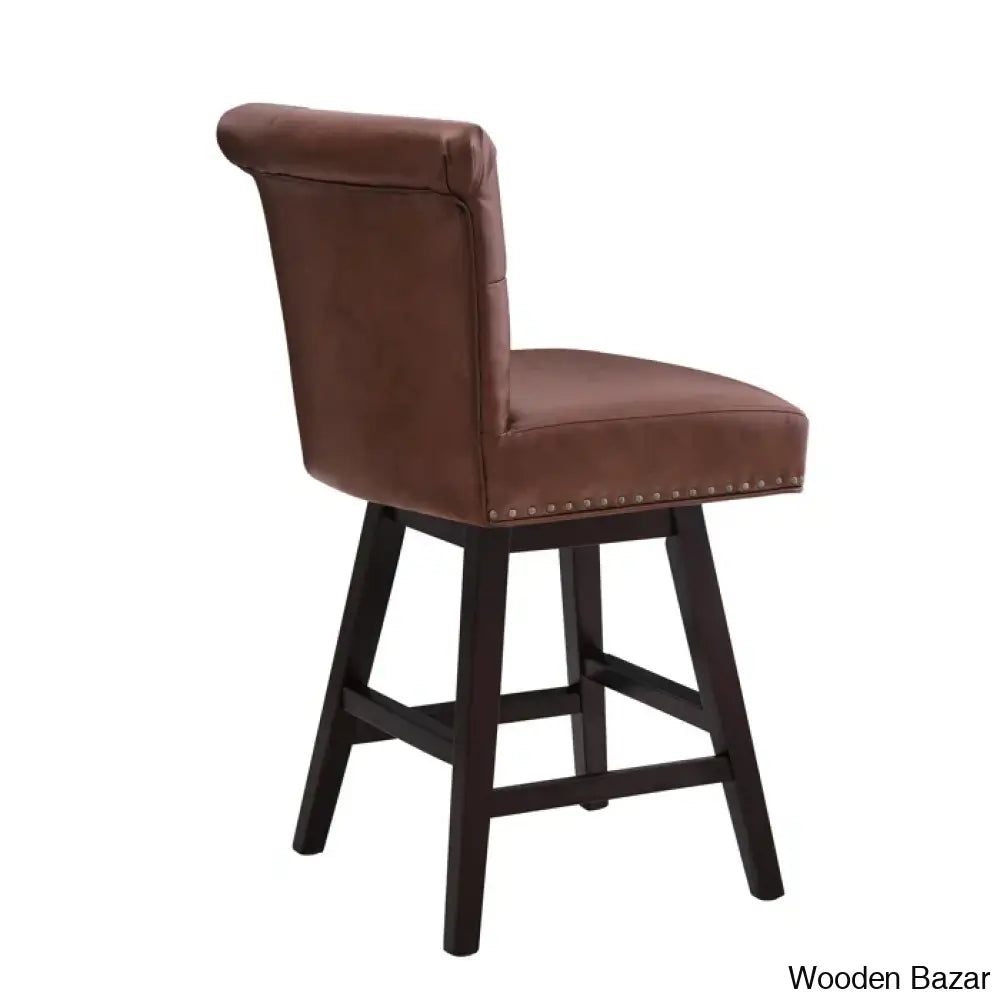 Aquetzallia Swivel Upholstered 25.8’’ Counter And Bar Stool With Solid Wood Frame