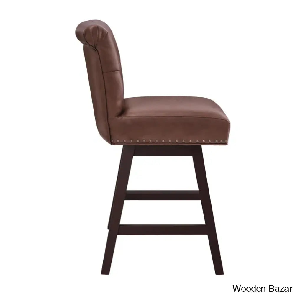 Aquetzallia Swivel Upholstered 25.8’’ Counter And Bar Stool With Solid Wood Frame