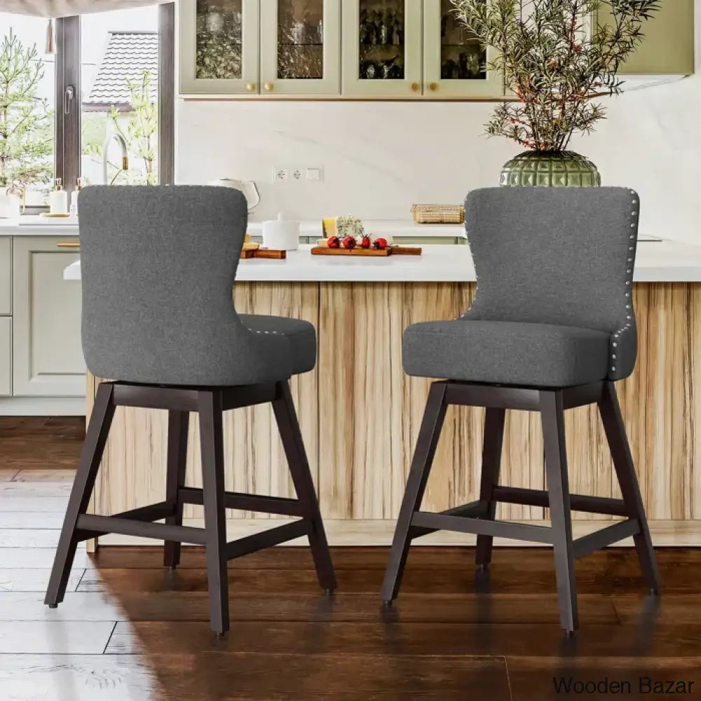 Arabelex Swivel 26’’ Counter Stool (Set Of 2) - Wooden Bazar