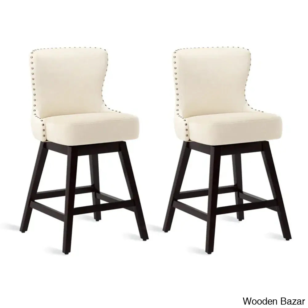 Arabelex Swivel 26’’ Counter Stool (Set Of 2) - Wooden Bazar