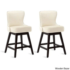 Arabelex Swivel 26’’ Counter Stool (Set Of 2) - Wooden Bazar