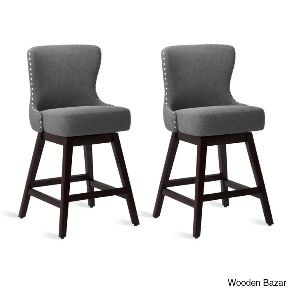 Arabelex Swivel 26’’ Counter Stool (Set Of 2) - Wooden Bazar