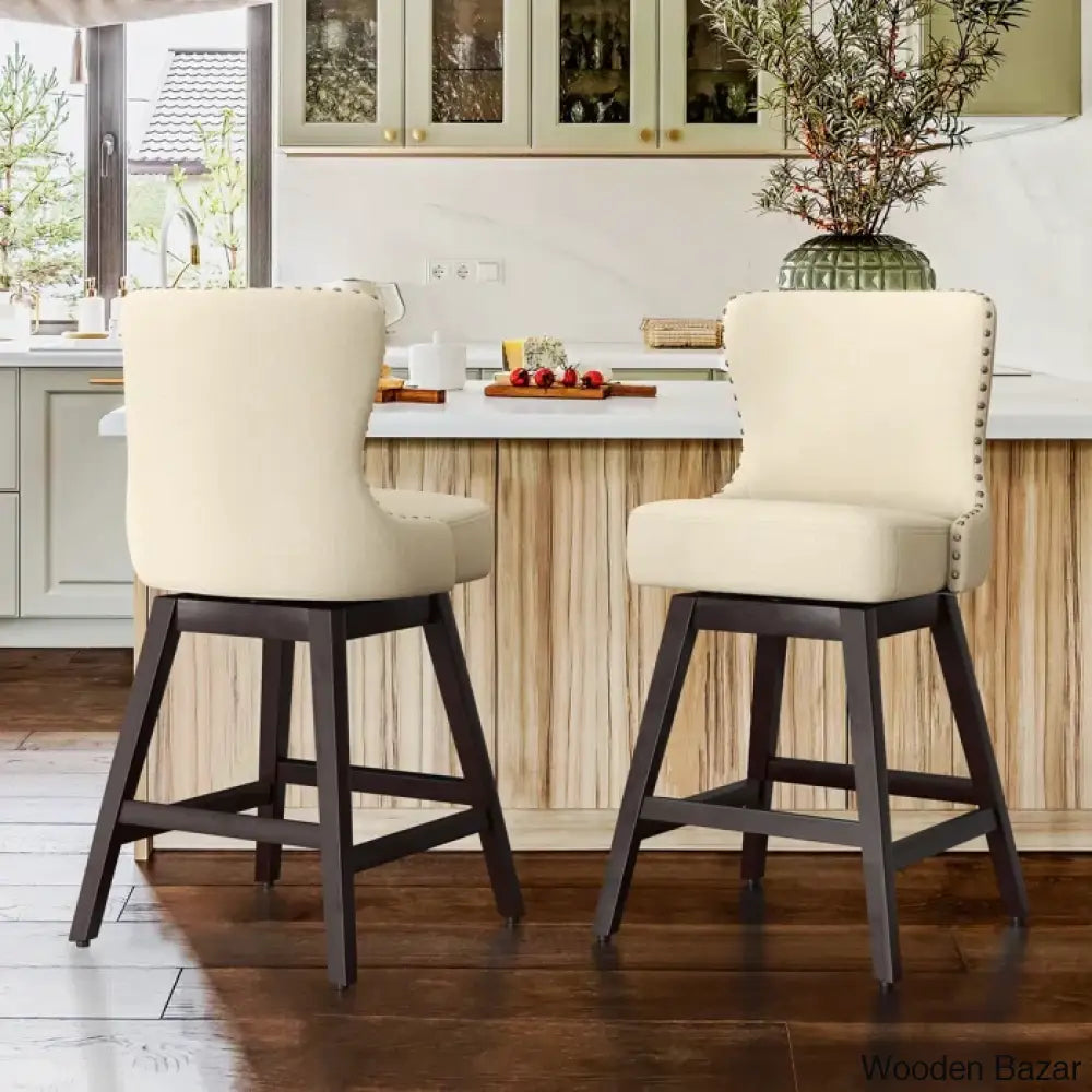 Arabelex Swivel 26’’ Counter Stool (Set Of 2) - Wooden Bazar