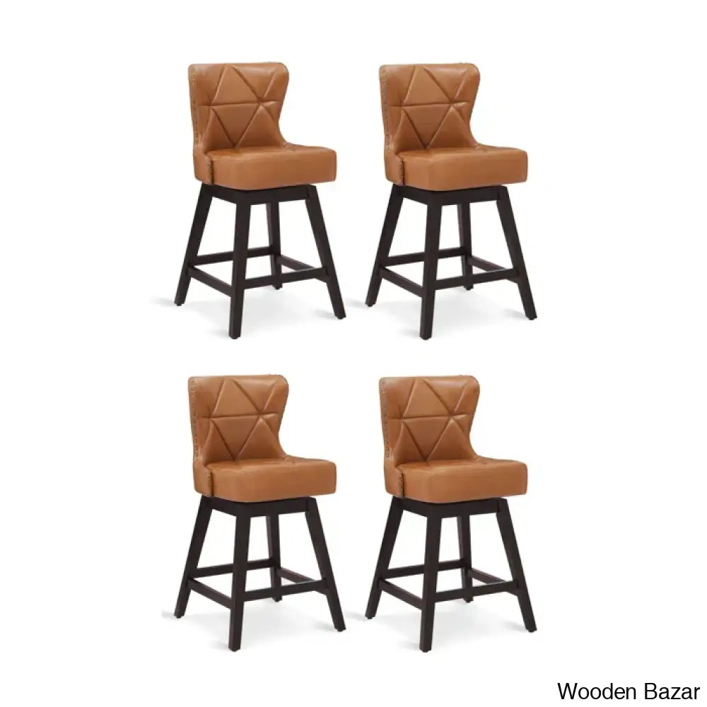 Arabelez Swivel Upholstered 26’’ Counter Stool With Solid Wood Frame (Set Of 4)