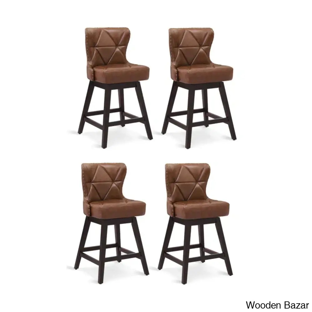 Arabelez Swivel Upholstered 26’’ Counter Stool With Solid Wood Frame (Set Of 4)