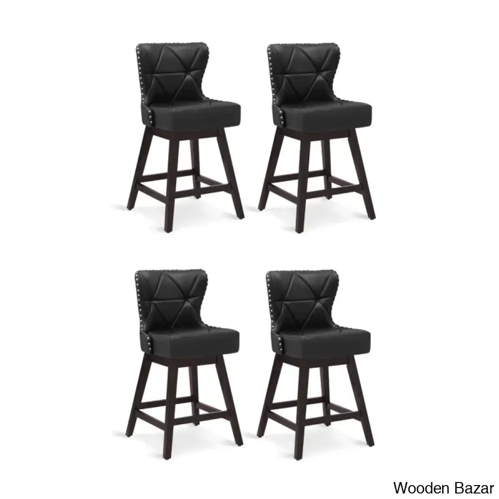 Arabelez Swivel Upholstered 26’’ Counter Stool With Solid Wood Frame (Set Of 4)