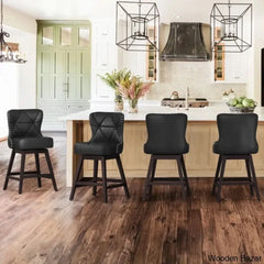 Arabelez Swivel Upholstered 26’’ Counter Stool With Solid Wood Frame (Set Of 4) Black