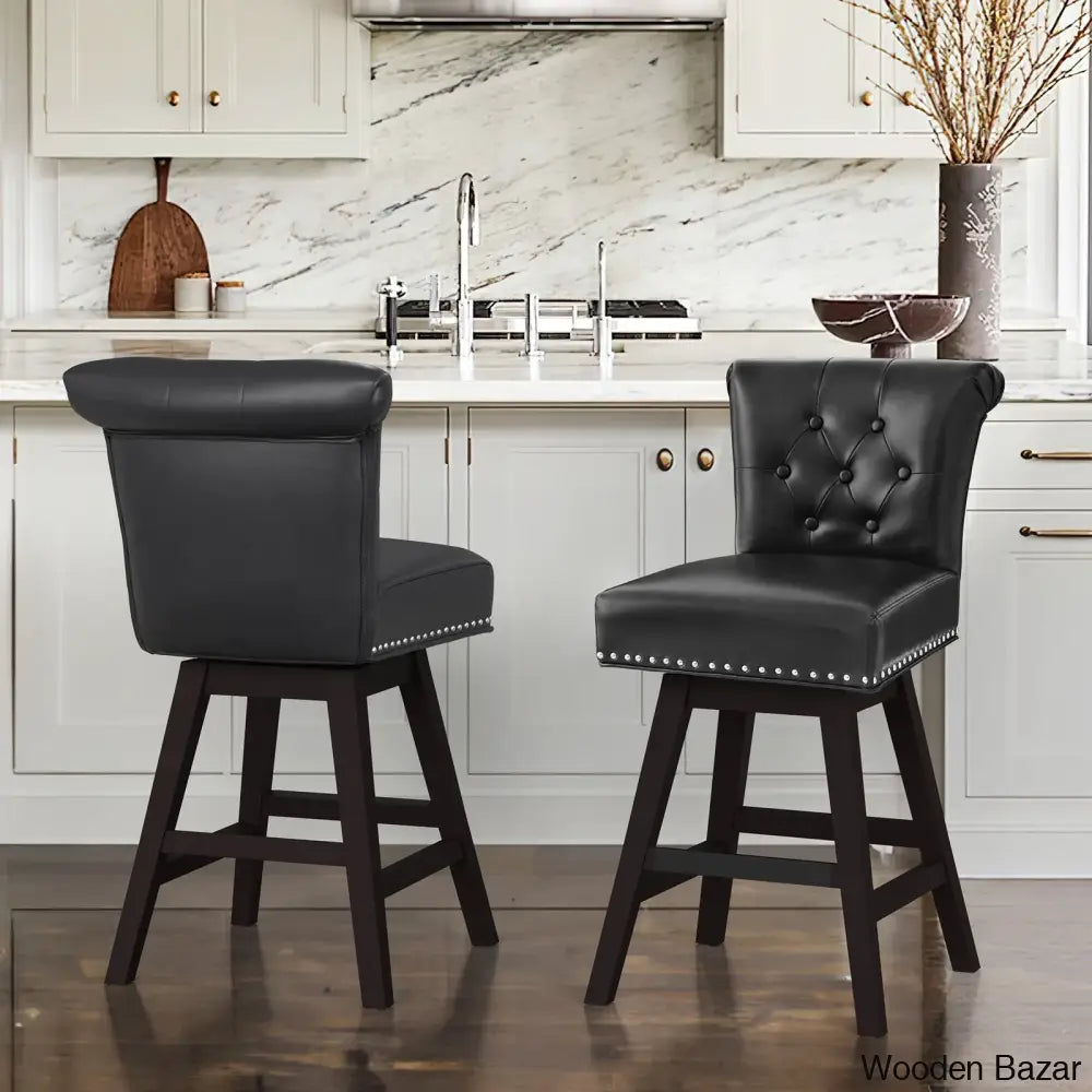 Aralisz Swivel 26’’ Counter And Bar Stool (Set Of 2) Black