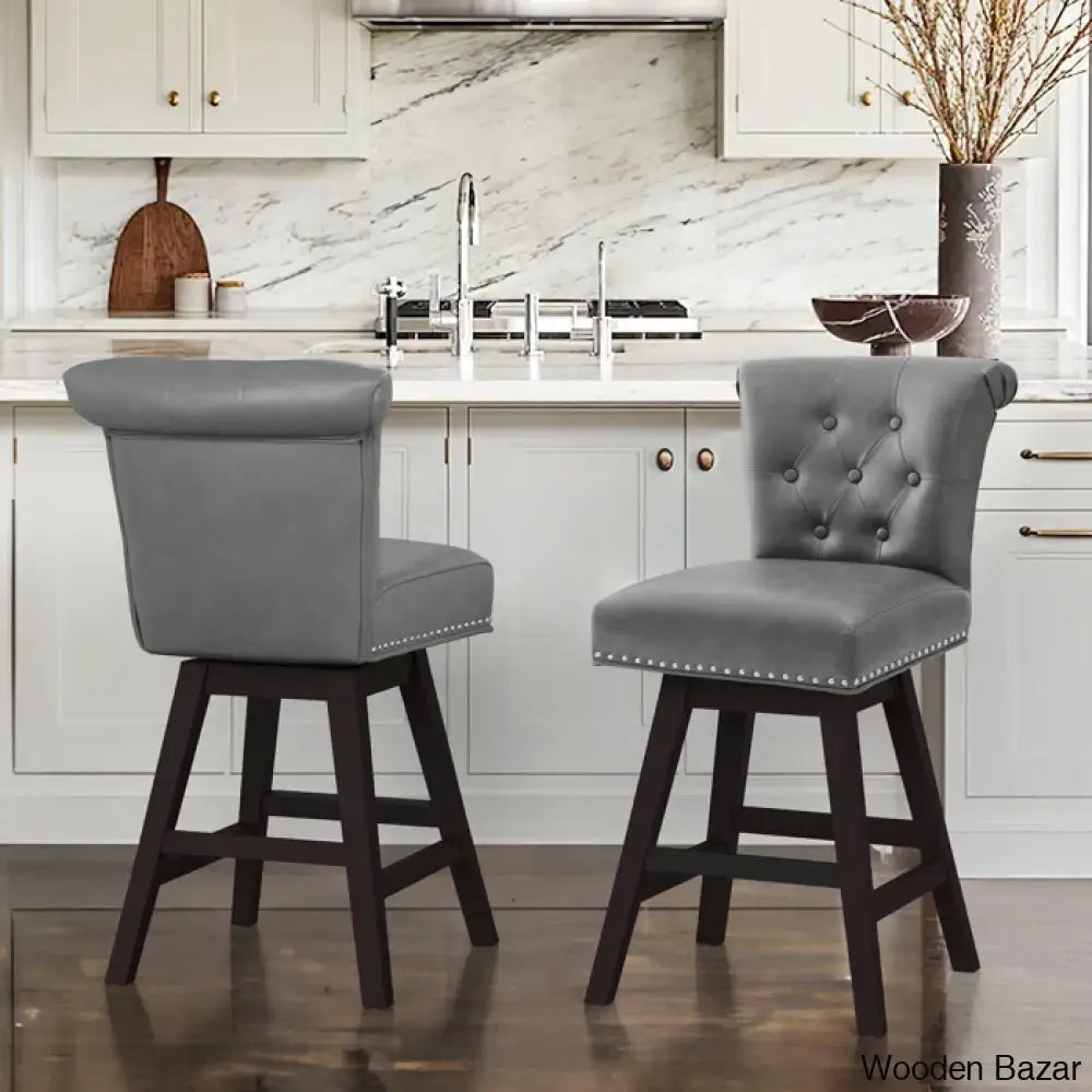 Aralisz Swivel 26’’ Counter And Bar Stool (Set Of 2) Gray