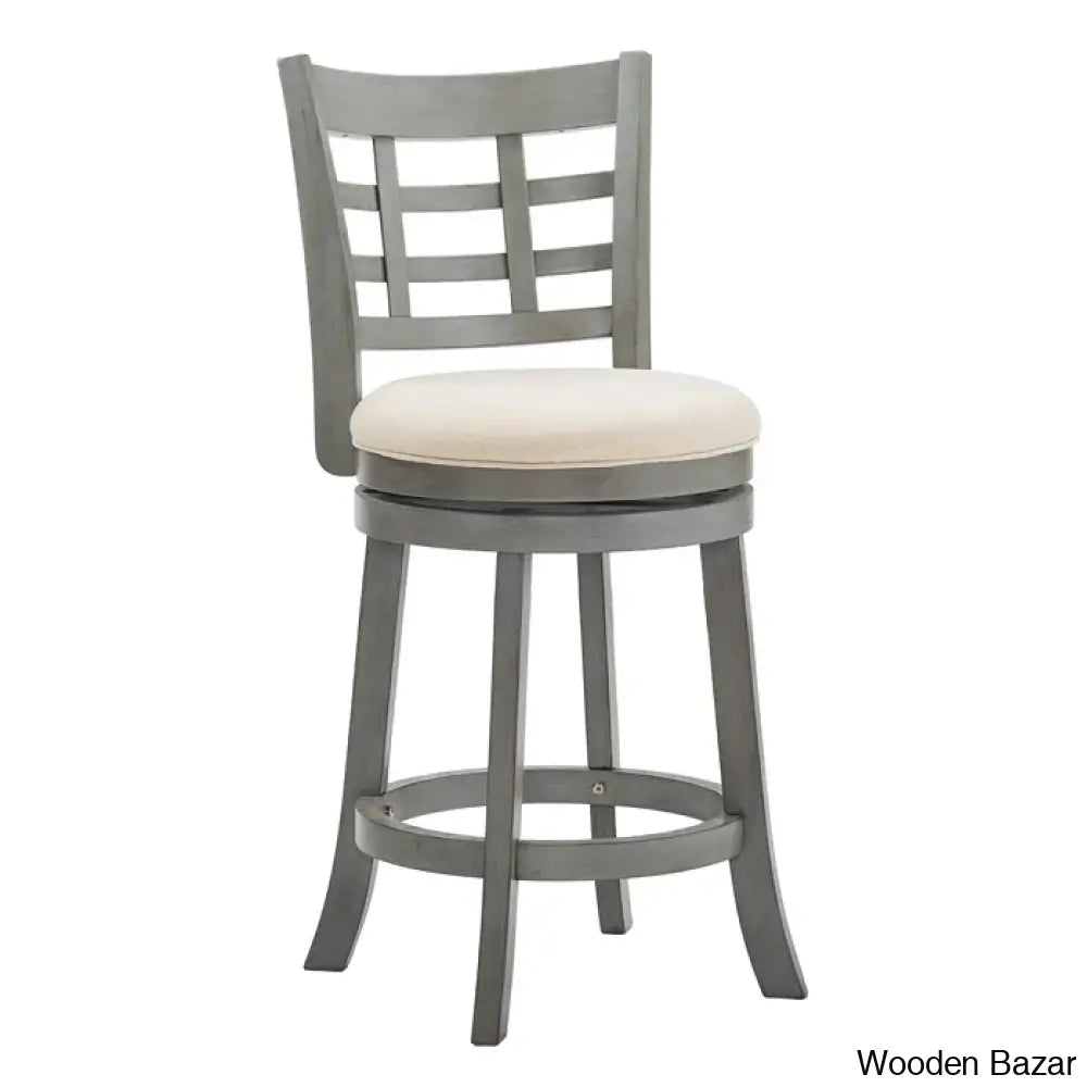 Arias Swivel Upholstered Counter And Bar Stool With Solid Wood Frame