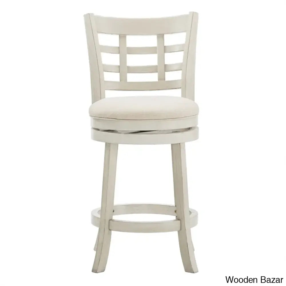 Arias Swivel Upholstered Counter And Bar Stool With Solid Wood Frame Antique White / Gray Linen Bar