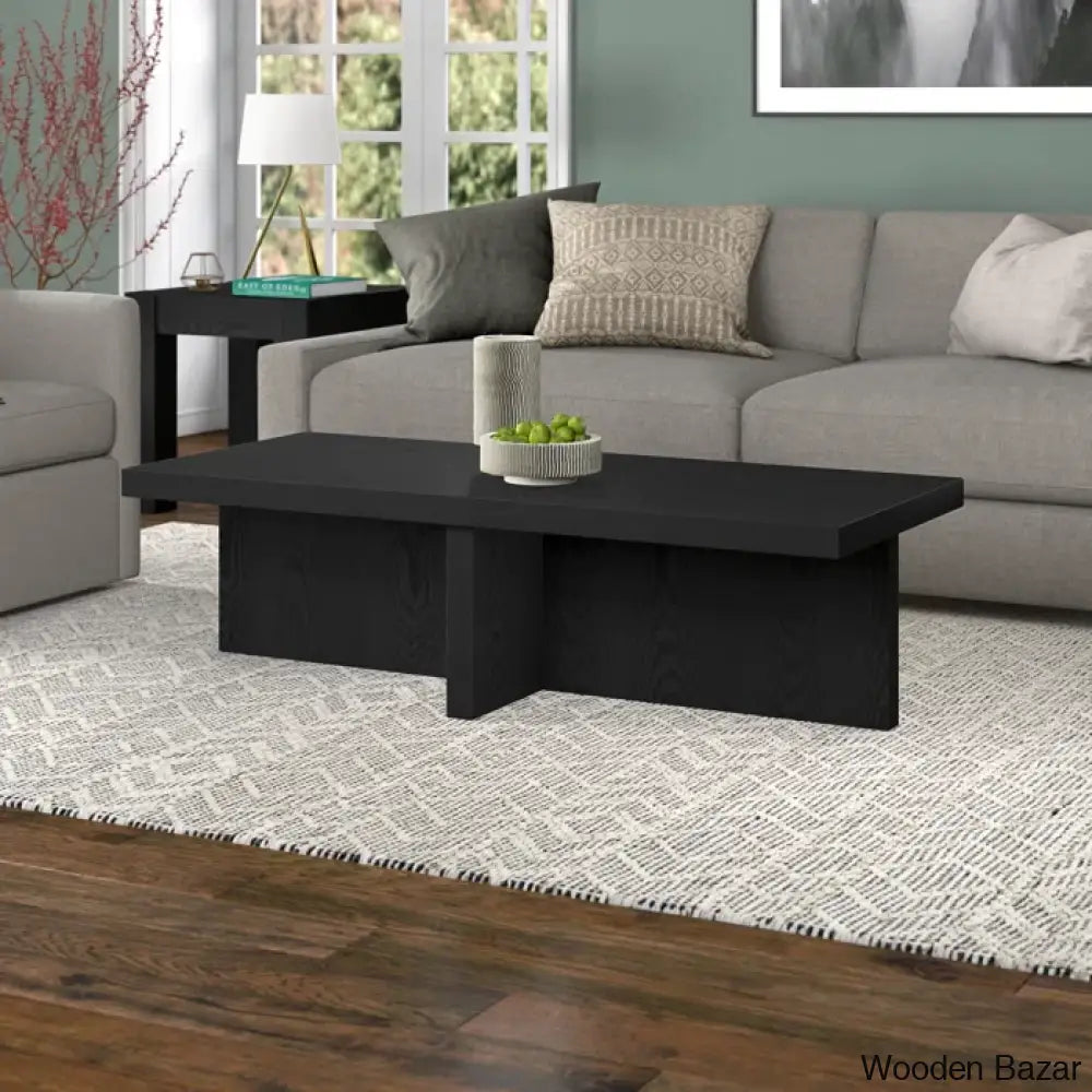 Aristeay Coffee And Center Table Black Grain