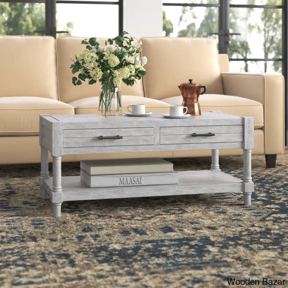 Arithas Coffee And Center Table White Washed Gray