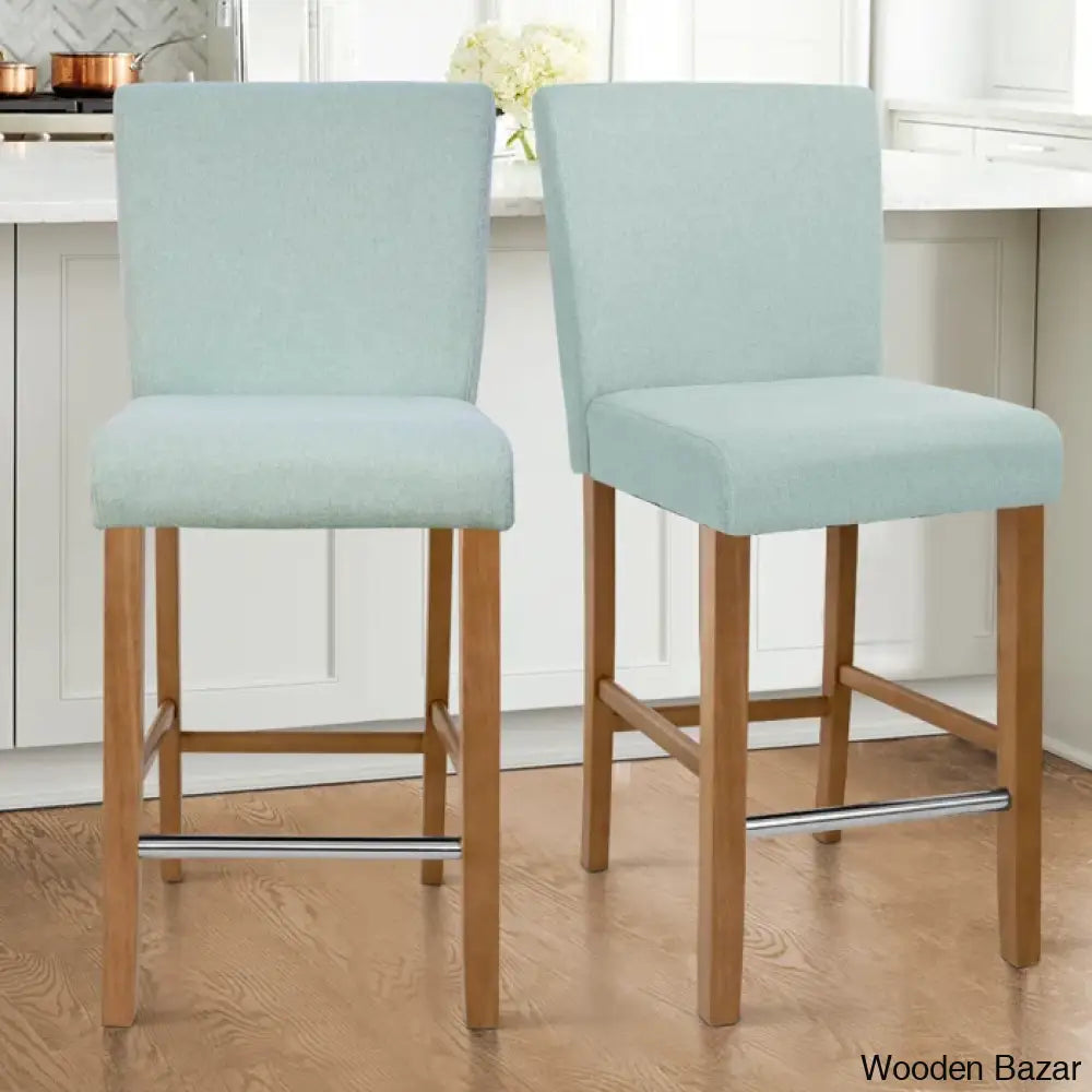 Arkansaso Swivel Upholstered 26’’ Counter And Bar Stool With Solid Wood Frame (Set Of 2) Turquoise