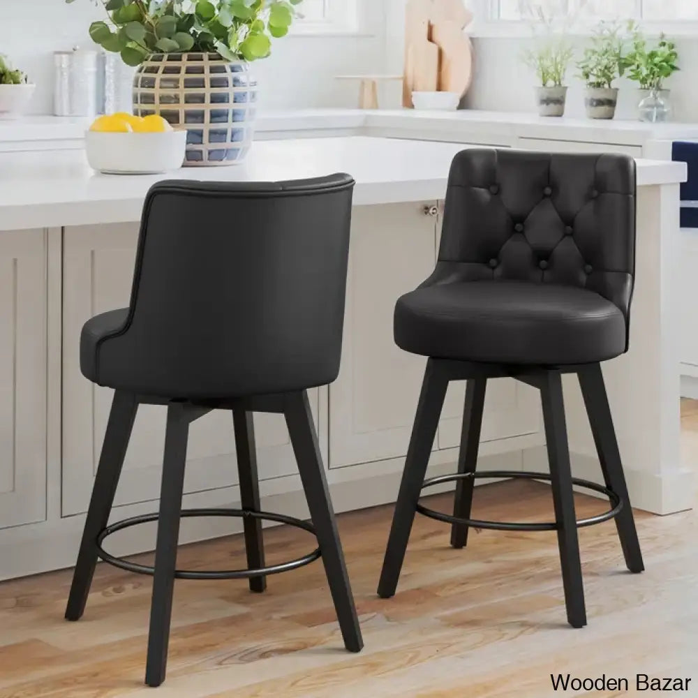 Arleinez Swivel 26.7’’ Upholstered Counter Chairs (Set Of 2) Black