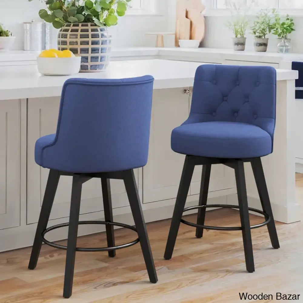 Arleinez Swivel 26.7’’ Upholstered Counter Chairs (Set Of 2) Blue