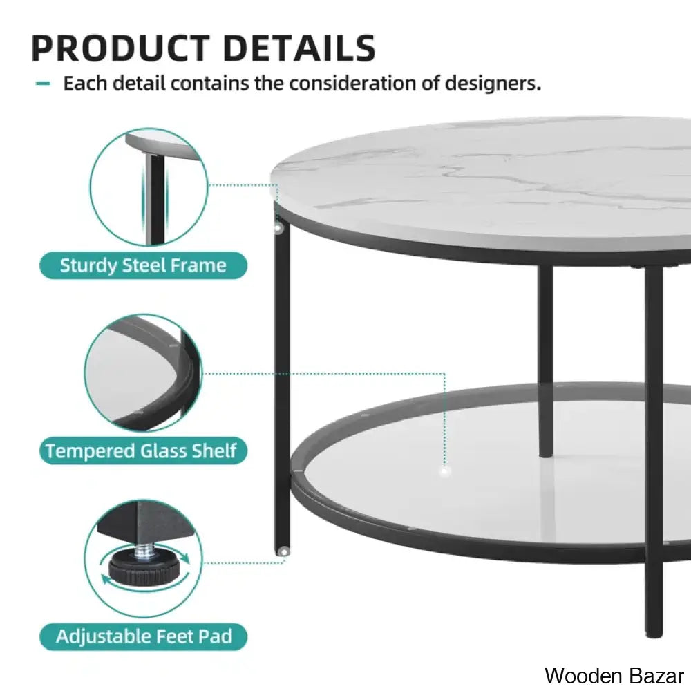 Arlo Round Coffee And Center Table Rotherham With Storage