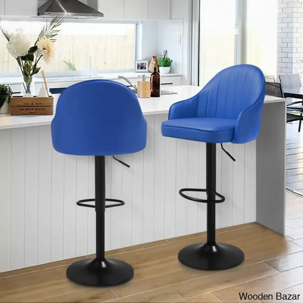 Arrianas Swivel Modern Kitchen Counter And Bar Stools Faux Leather Pub Chairs (Set Of 2)