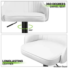 Arrianas Swivel Modern Kitchen Counter And Bar Stools Faux Leather Pub Chairs (Set Of 2)