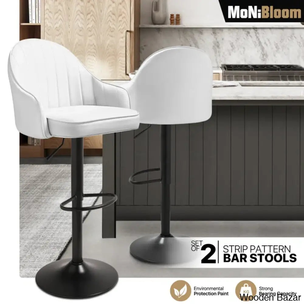 Arrianas Swivel Modern Kitchen Counter And Bar Stools Faux Leather Pub Chairs (Set Of 2)