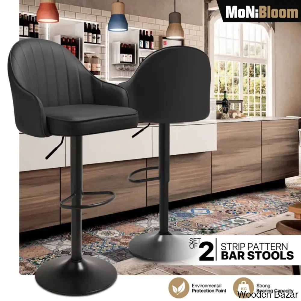 Arrianas Swivel Modern Kitchen Counter And Bar Stools Faux Leather Pub Chairs (Set Of 2)