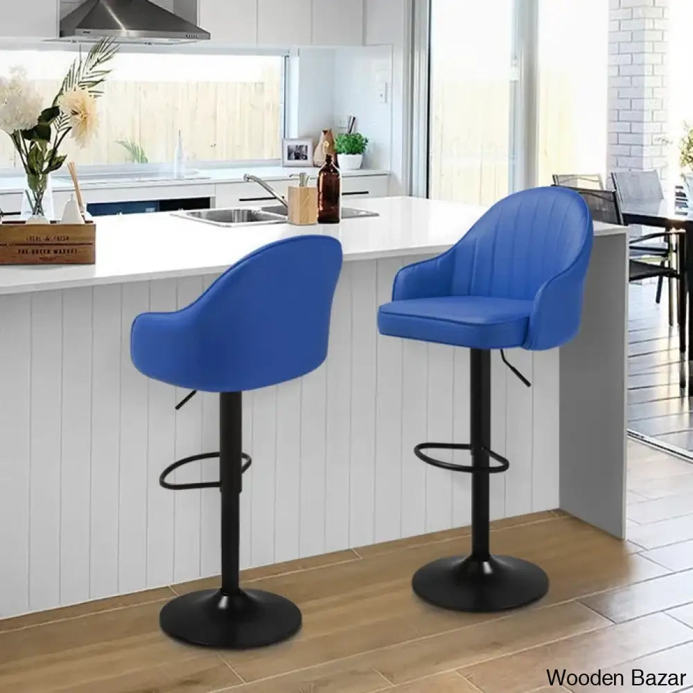 Arrianas Swivel Modern Kitchen Counter And Bar Stools Faux Leather Pub Chairs (Set Of 2)