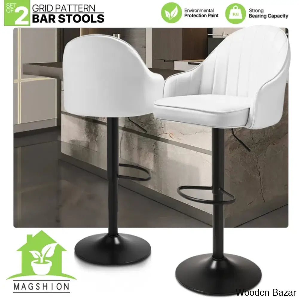 Arrianas Swivel Modern Kitchen Counter And Bar Stools Faux Leather Pub Chairs (Set Of 2)