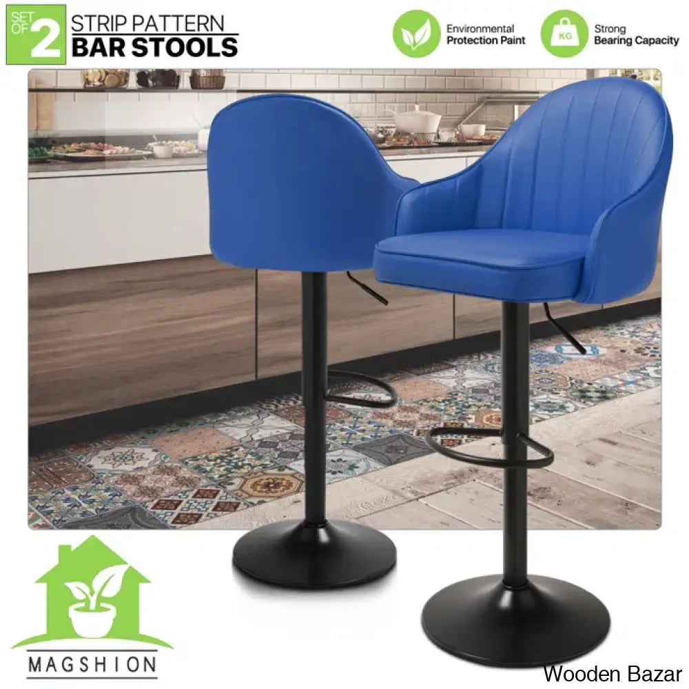 Arrianas Swivel Modern Kitchen Counter And Bar Stools Faux Leather Pub Chairs (Set Of 2)