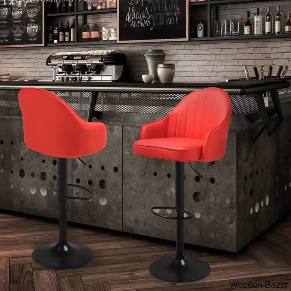 Arrianas Swivel Modern Kitchen Counter And Bar Stools Faux Leather Pub Chairs (Set Of 2)