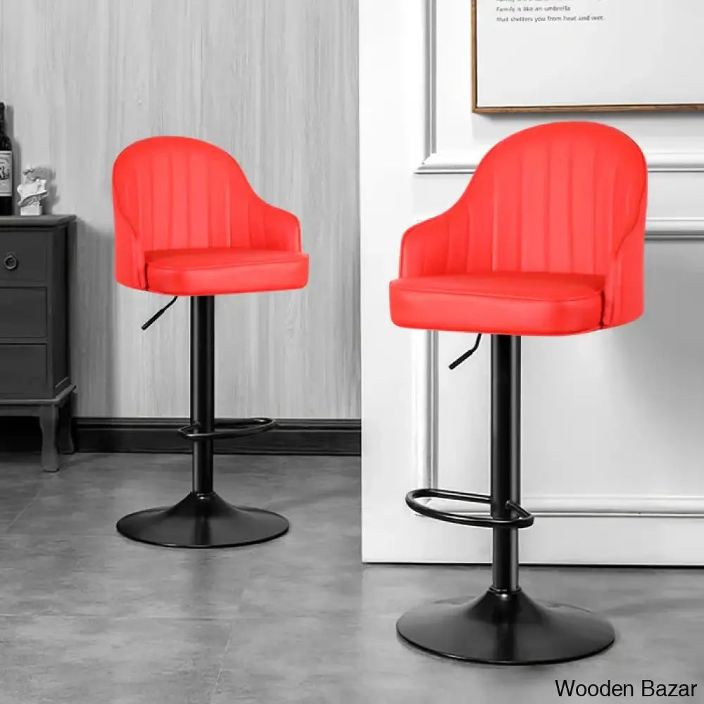 Arrianas Swivel Modern Kitchen Counter And Bar Stools Faux Leather Pub Chairs (Set Of 2)