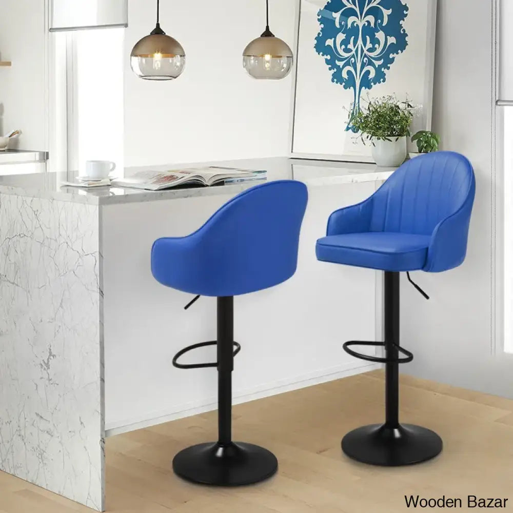 Arrianas Swivel Modern Kitchen Counter And Bar Stools Faux Leather Pub Chairs (Set Of 2)