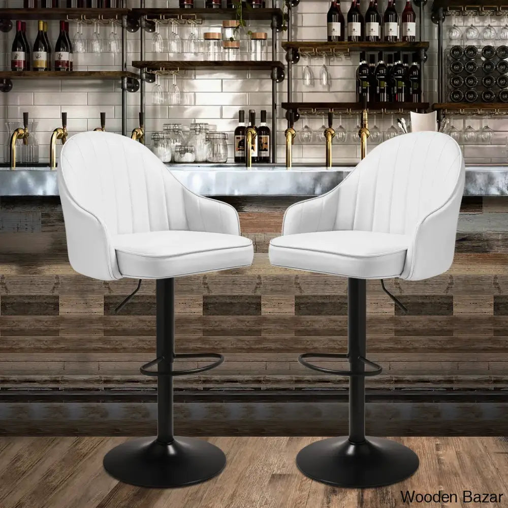 Arrianas Swivel Modern Kitchen Counter And Bar Stools Faux Leather Pub Chairs (Set Of 2) White