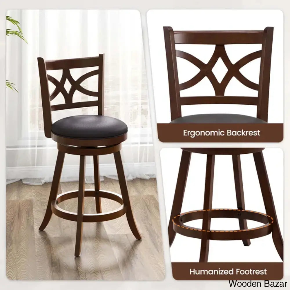 Arriannahy Swivel Upholstered Counter And Bar Stool With Solid Wood Frame (Set Of 2)