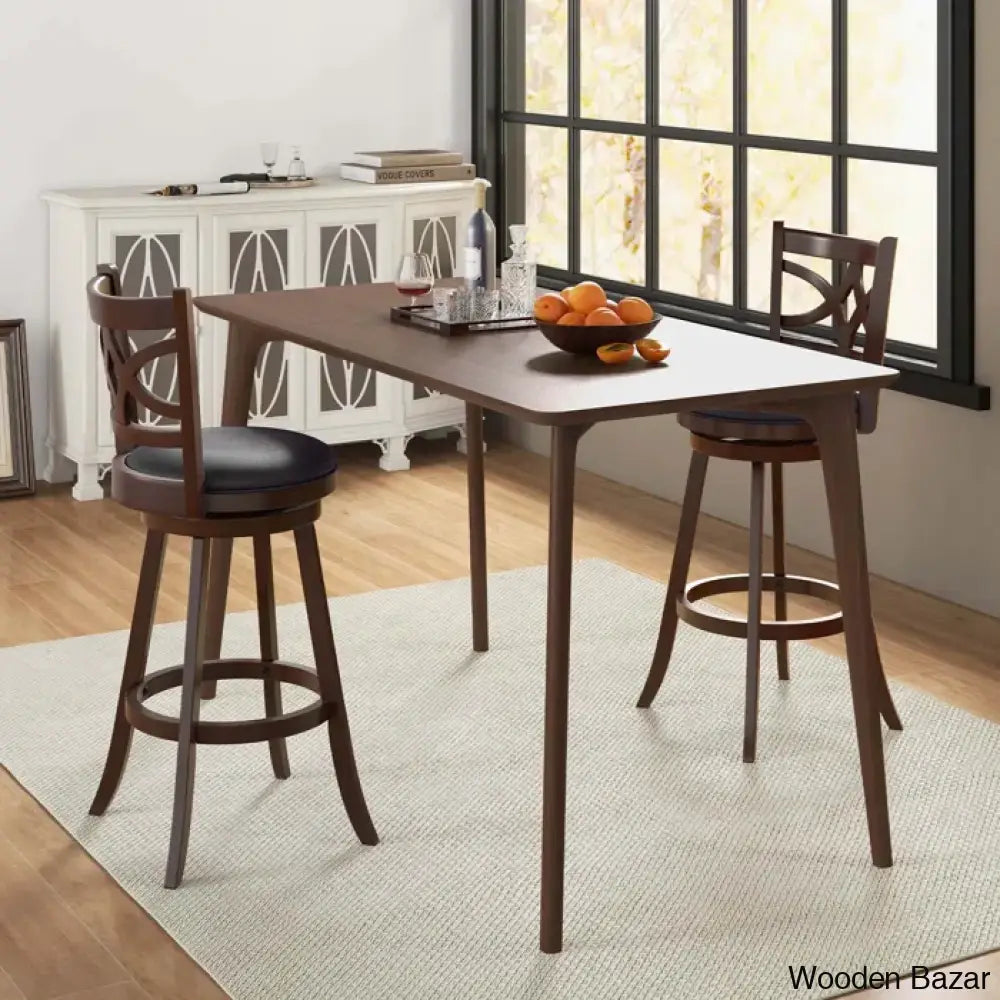 Arriannahy Swivel Upholstered Counter And Bar Stool With Solid Wood Frame (Set Of 2) Bar (30”