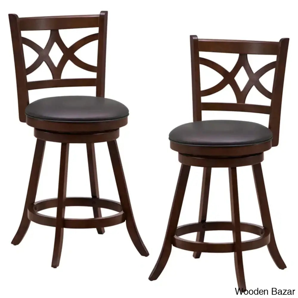 Arriannahy Swivel Upholstered Counter And Bar Stool With Solid Wood Frame (Set Of 2)