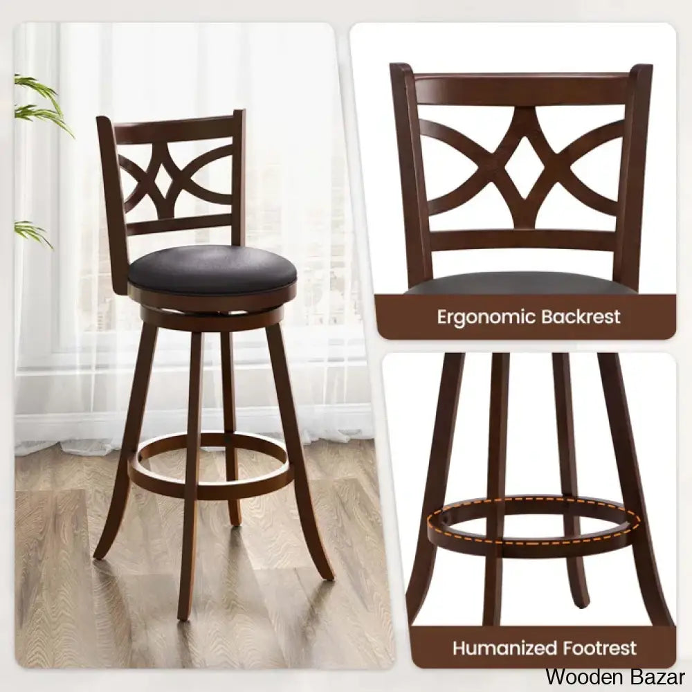 Arriannahy Swivel Upholstered Counter And Bar Stool With Solid Wood Frame (Set Of 2)