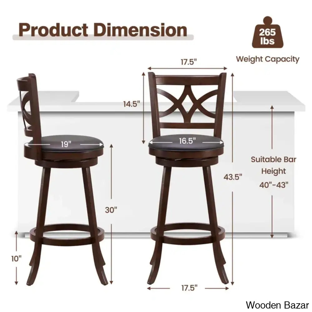 Arriannahy Swivel Upholstered Counter And Bar Stool With Solid Wood Frame (Set Of 2)