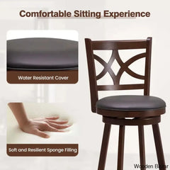 Arriannahy Swivel Upholstered Counter And Bar Stool With Solid Wood Frame (Set Of 2)