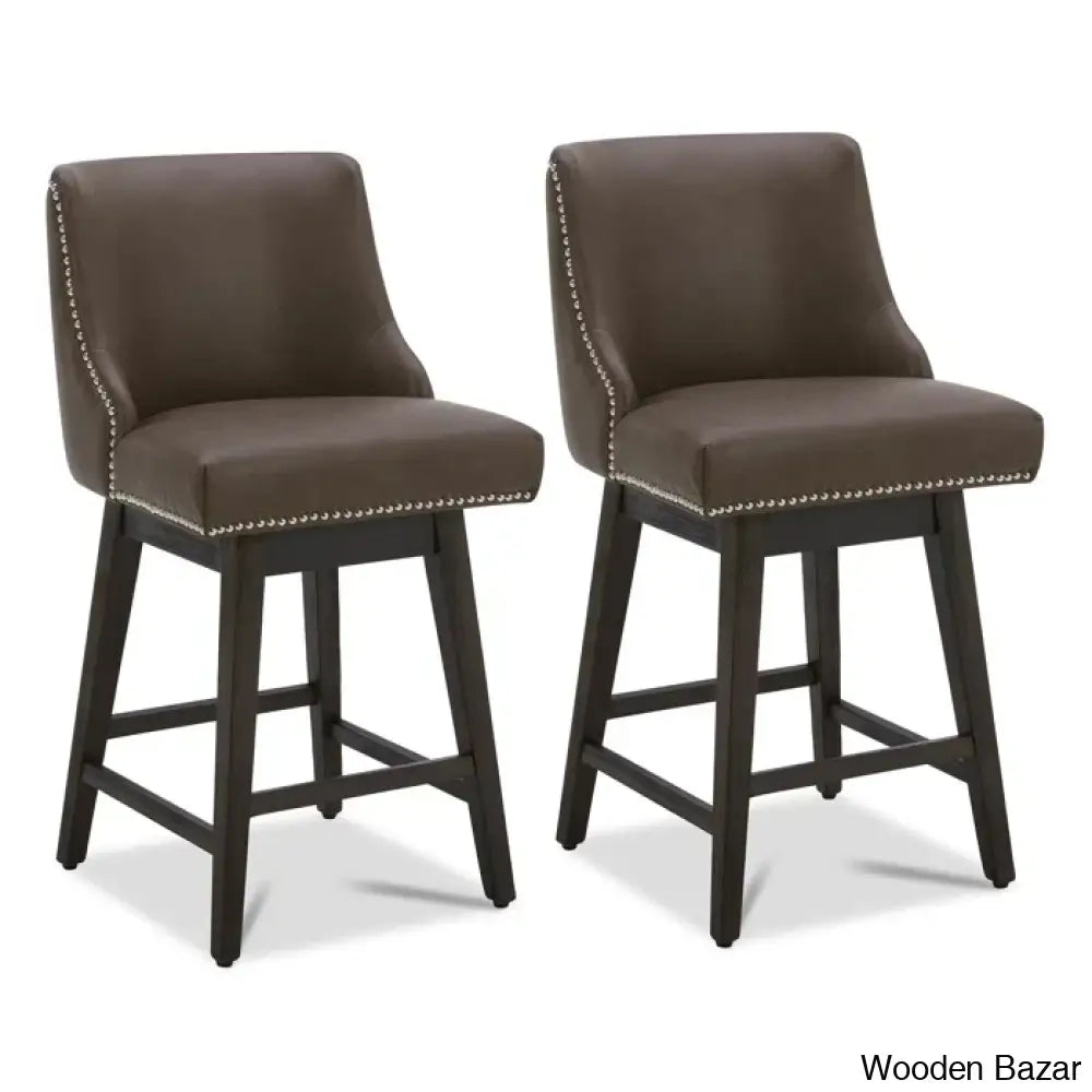 Arvelle Swivel Counter & Bar Stool (Set Of 2) Faux Leather-Chocolate / (30’’ Seat Height)