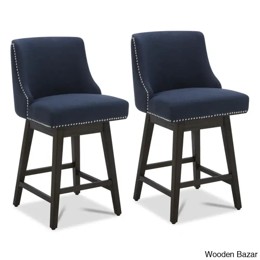 Arvelle Swivel Counter & Bar Stool (Set Of 2) Polyester Blend-Insignia Blue / (30’’ Seat Height)