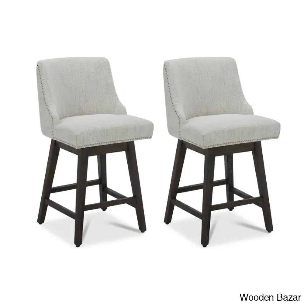 Arvelle Swivel Counter & Bar Stool (Set Of 2) Polyester Blend-Ivory / (30’’ Seat Height)