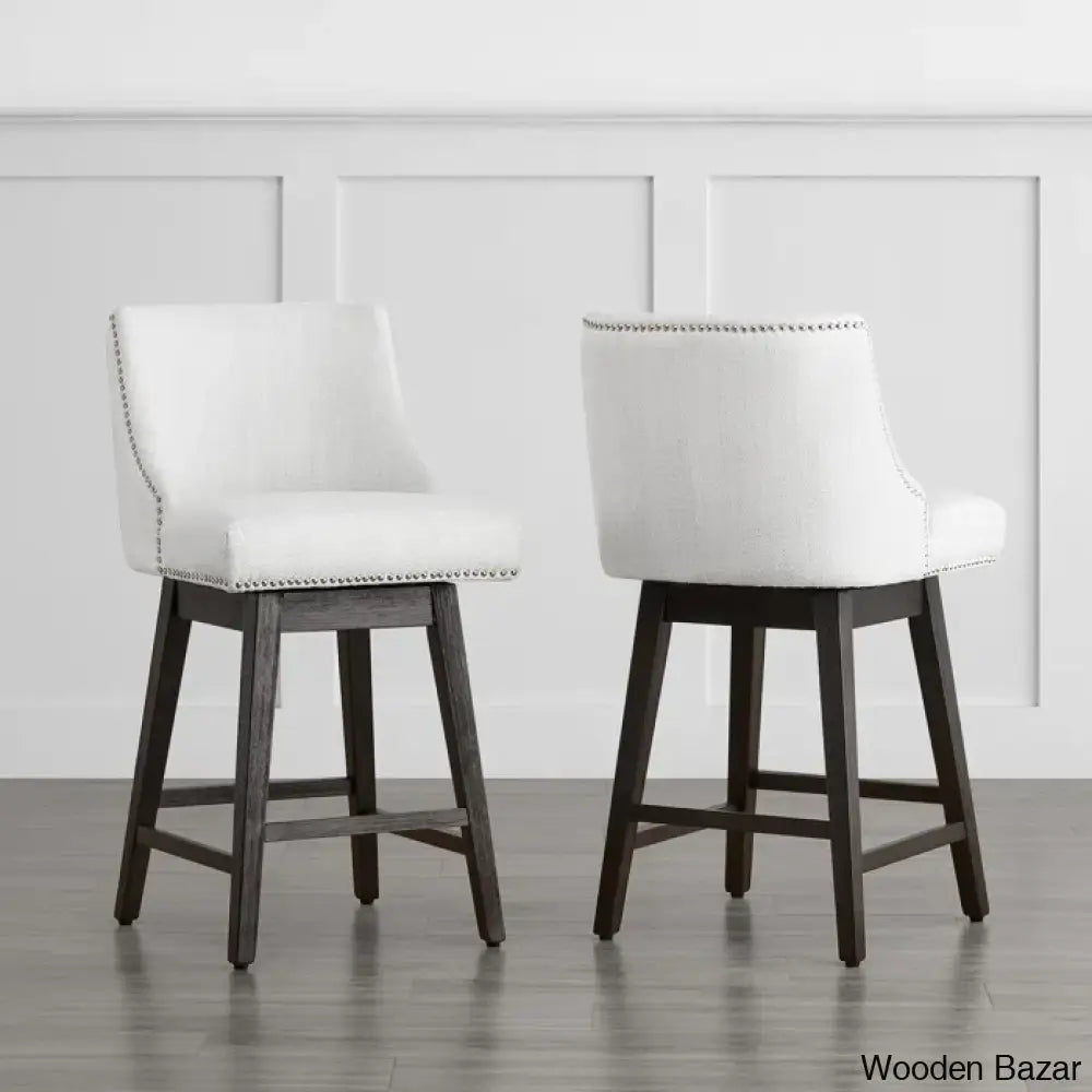 Arvelle Swivel Counter & Bar Stool (Set Of 2) Polyester Blend-White / (30’’ Seat Height)