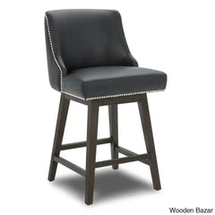 Arvellex Swivel Upholstered 26’’ Counter Stool With Solid Wood Frame (Set Of 3)