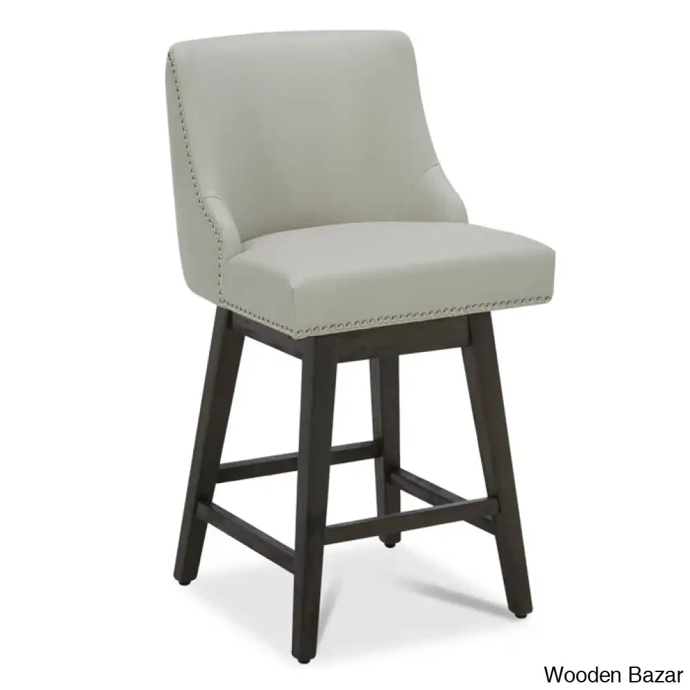 Arvellex Swivel Upholstered 26’’ Counter Stool With Solid Wood Frame (Set Of 3)